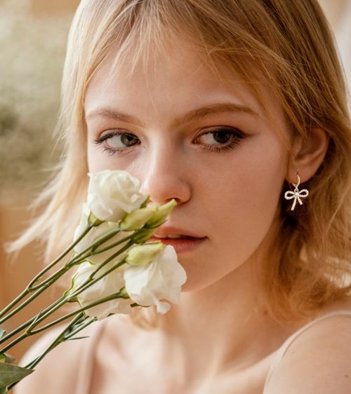 Skiennix Pearl Bow Hoop Earrings - Dainty Faux Pearl Drop Design | Lightweight Gold Plated Copper, Perfect Gift for Her