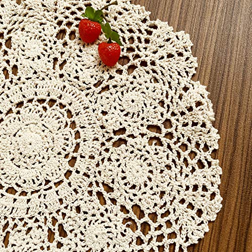 50cm Handmade Crochet Lace Doilies Set - Vintage Floral Round Tablecloths