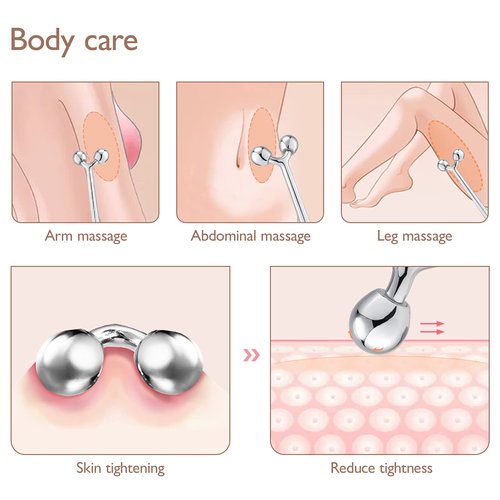 Tekson Facial Roller Massager, 3D Metal face Massage GuaSha Tool for Eye Reduce Puffiness, Face Lift, Anti-Aging, Skin Tightening
