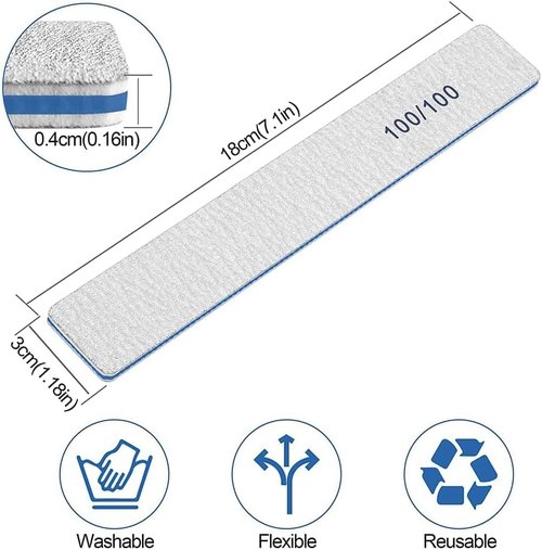 100 Pcs Professional Nail File - 100/100 Grit Nail Files, Acrylic Nail Files for Natural Nails, Nail Files and Buffers, Strong Nail File for Acrylic Nails, for Home and Salon Use