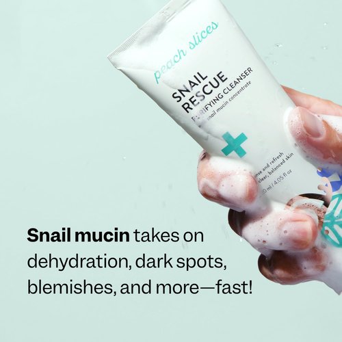 Peach Slices - Snail Rescue Purifying Cleanser (4.05 oz) - Snail Mucin Concentrate - Cleanse & Refresh Skin - Pine Bark, Hyaluronic Acid & Cica - Vegan & Cruelty Free - Korean Skin Care & Beauty