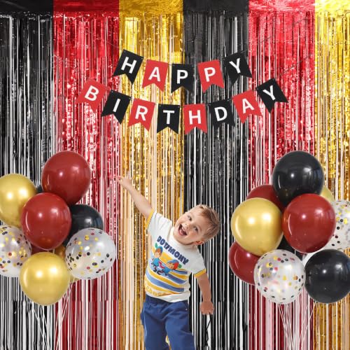 Magical Red Black Gold Halloween Birthday Decorations Set - Party Supplies