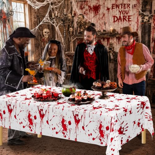 Bloody Halloween Disposable Tablecloths - 4 Pack 54 x 108 Inches