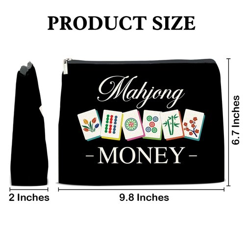 NGAEAK Mahjong Themed Makeup Bag Mahjong Gifts Cosmetic Bag for Women Girl Zipper Makeup Pouch