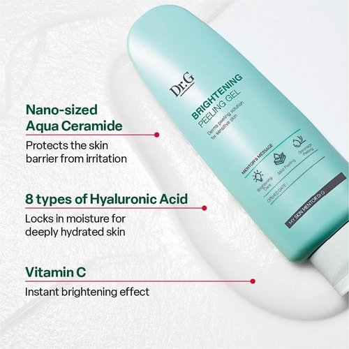 Dr. G Brightening Peeling Gel - Korean Exfoliator for Glowy Skin - Hyaluronic Acid & Vitamin C - 4.23 fl oz
