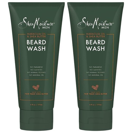 SheaMoisture Beard Wash - Full Beard Shampoo, Moisturizing with Maracuja Oil and Raw Organic Shea Butter, Beard Care for Men, 6 Fl Oz Ea (Pack of 2)