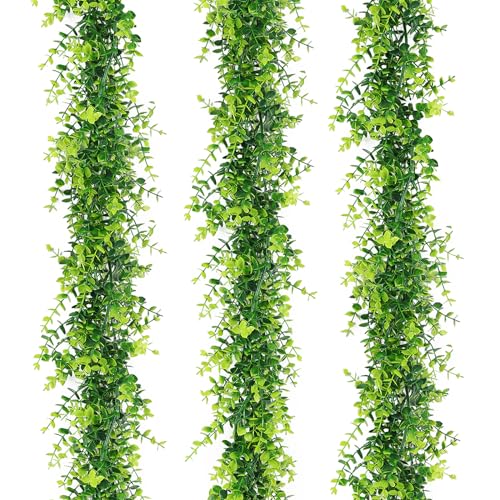 Artificial Eucalyptus Garland - Fake Greenery Vine for Home & Event Decor - 5.8 Ft, Pack of 3, Variation: Eucalyptus