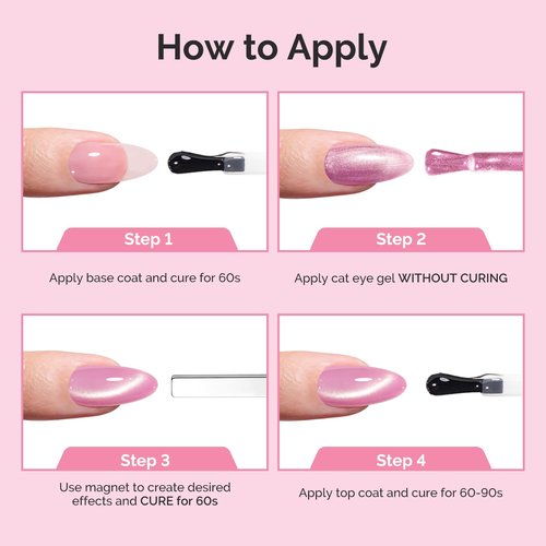 MelodySusie Pink Gem Cat Eye Gel Set Cat Eye Gel Nail Polish Set 6 Pcs, 0.26 Fl Oz Glitter Holographic Magnetic Nail Polish with Magnet, UV Nail Polish for Nail Art Manicure Salon DIY at Home