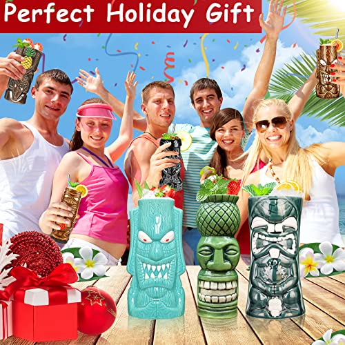12-Piece Ceramic Tiki Mug Set for Cocktails and Parties