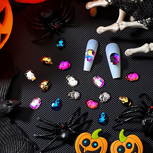Halloween Skull Nail Charms Set - 70 3D Rhinestone Nail Art Decorations