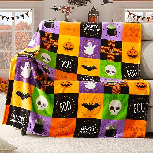 Ghost Halloween Fleece Throw Blanket 50x60 Inches - Soft & Cozy Fall Decor