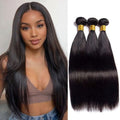 Straight Bundles Human Hair 14 14 14 Inch 100% Unprocessed Brazilian Virgin Weave Bundles Human Hair for Black Women Remy Straight Hair Extensions Natural Black Color Weft