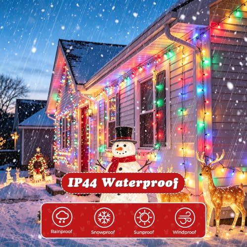 Multicolor Battery Operated Christmas String Lights - 132FT 300 LEDs Outdoor Indoor with 8 Modes & Timer