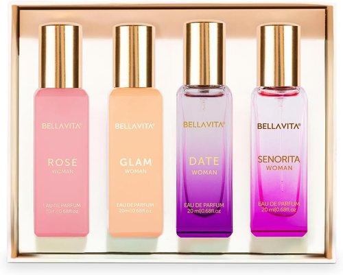 Bellavita Luxury Women's Perfume Gift Set - 80ml | Rose, Senorita, Date & Glam | Long-Lasting Floral Fragrance