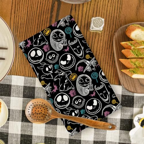 Gray Halloween Kitchen Towels 18x26 Inch 2 Pcs Spooky Home Party Decor
