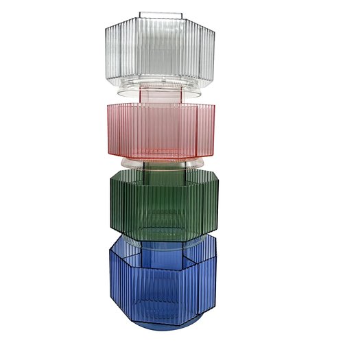 LiteTour Crystal Pink 360° Rotating Makeup Brush Organizer, Multi-Compartment Storage for Skincare, Cosmetic Tools, Vanity, Desk, Stationery, Pens, Office & Countertop Organizer for Bathroom & Home