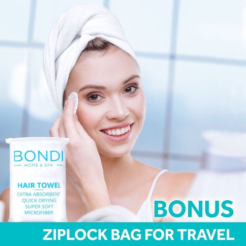 Bondi SPA Microfiber Hair Towel - Dries Hair 50% Faster | Anti-Frizz & Super Absorbent - XL Rectangle