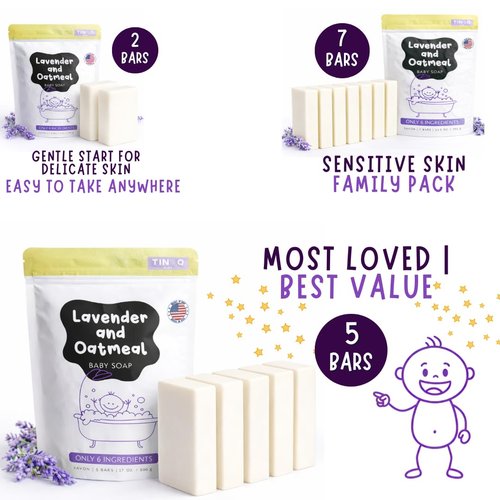 Natural Baby Soap Bar by [Brand Name] - Gentle Lavender Essential Oil for Sensitive Skin | Vegan & Organic | 5 Bars