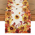 Artoid Mode Fall Table Runner 13x120 Inch Orange & Beige Polyester Home Decor