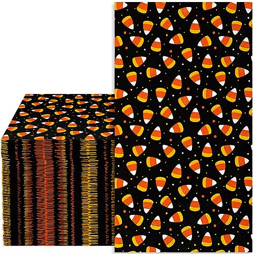 Halloween Guest Napkins 4.3x7.8 Inch Candy Corn Design - 80 Pack