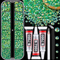 Flatback Rhinestones for Crafts & Jewelry Making - Dark Green AB, 1 Box with Glue