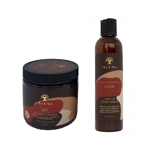 As I Am Leave-In Conditioner 8 Oz | Coconut Cowash Cleansing Conditioner 16 Oz - Moisturizing Duo