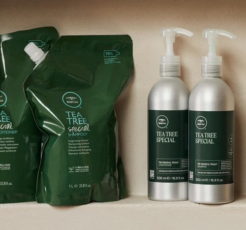Tea Tree Special Shampoo - Deep Cleansing Formula in Aluminum Bottle & Refill Pouch | 16.9 oz + 33.8 fl oz