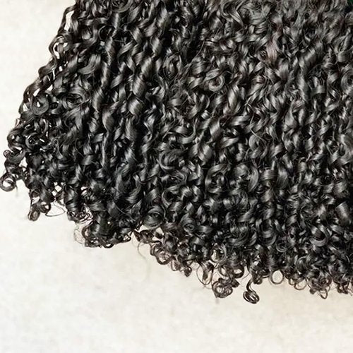 JYZ 16A Double Weft Pixie Curly Human Hair Bundles 16 Inch 1 Bundle Burmese Curly Bundles Human Hair 3C4A 100% Unprocessed Brazilian Raw Virgin Hair Extensions Quick Weave Extensions Natural Color