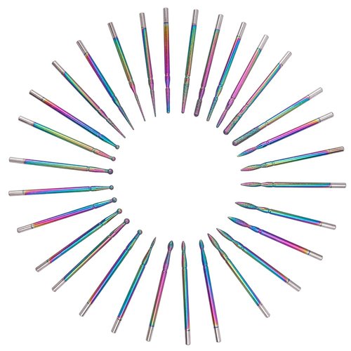 Eyech 30Pcs Nail Drill Bits Kit,Diamond Grinding Head Nail Art Drill Polish Head Kit for Acrylic Gel Nails Cuticle Manicure Pedicure