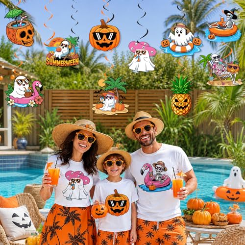Summerween Party Decorations Set with Banner and Hanging Swirls - Halloween Summer Theme