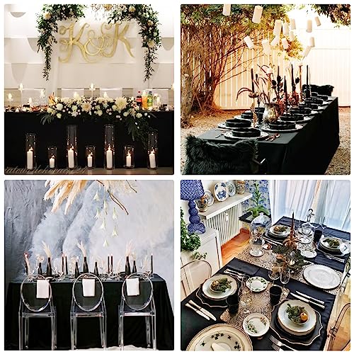 60x102 Inch Black Rectangle Table Cover - Pack of 6 Washable Polyester Tablecloths
