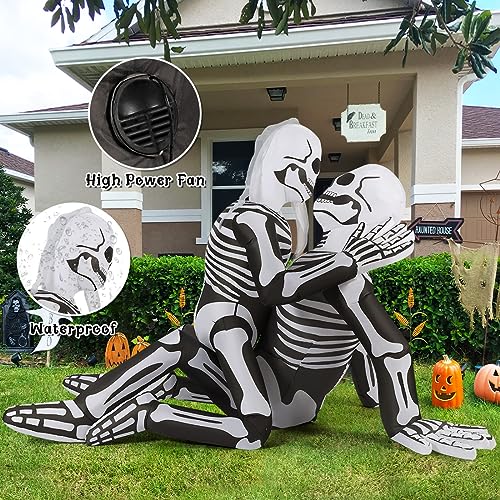 6.5 FT Inflatable Skeleton Couple Halloween Yard Decoration with Built-in LEDs