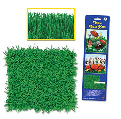 Easter Tissue Grass Mats - 15 x 30 Inches, Green, 2 Pack - Spring Party Decor