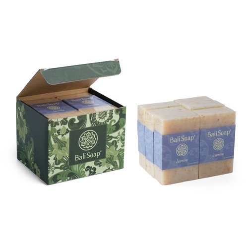 Bali Soap - Jasmine Natural Bar Soap for Men & Women | Vegan, Handmade Exfoliating Cleanser - 6 Pack, 3.5 Oz Each