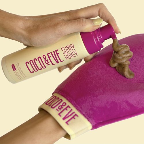 Coco & Eve Self Tanner Foam Kit - Medium Streak-Free Tanning Mousse with Applicator Mitt | Vegan & Cruelty-Free