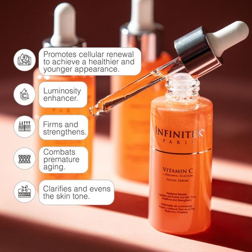 Infinitek Paris | Vitamin C Face Serum - Hydrating & Brightening Antioxidant with Green Tea & Ginseng | 1 fl oz / 30 ml