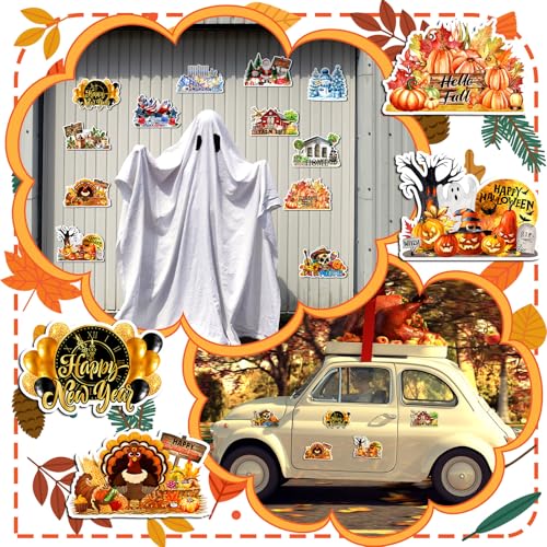 Large Holiday Refrigerator Magnets Set - 12 Seasonal 7.87 x 5.91 Inches