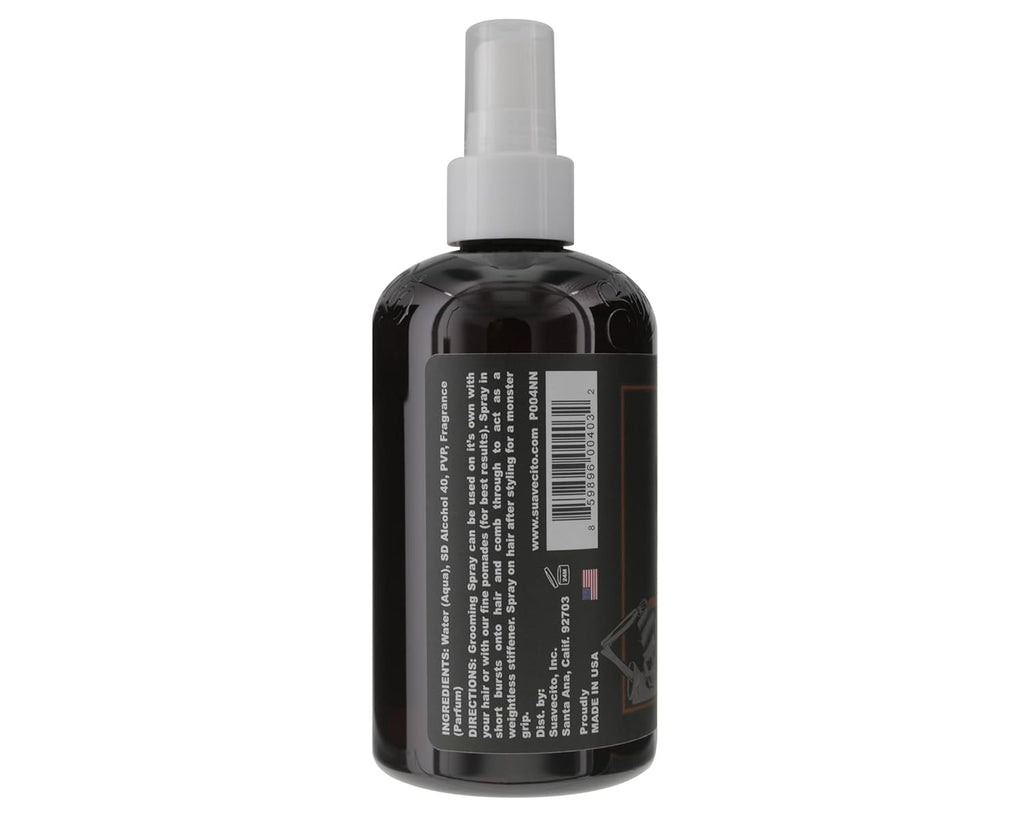 Suavecito Grooming Hairspray for Men - 8 oz Non-Aerosol, Classic Barber Scent, Strong Hold & Medium Shine