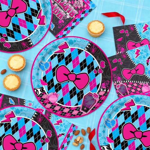 Monster Party Supplies Set for 20 Guests - Skull Plates & Napkins