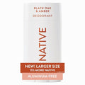 Native Deodorant - Aluminum Free Black Oak & Amber Stick | 72-Hour Odor Control, 3.1 oz for All Genders
