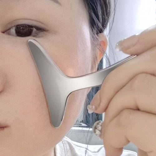 BYYDDIY Stainless Steel Manual Facial Sculptor Tool & Neck Massager Tool for Neck Skin Lifting & Firming & Wrinkle & Dark Circle Reducer,Gua Sha Massage Tool for Skin Care (Y)