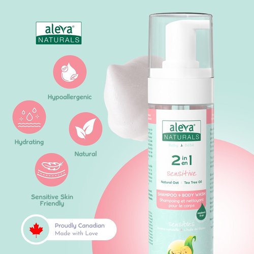 Aleva Naturals Hypoallergenic 2-in-1 Hair and Body Wash - Tea Tree Oil Formula for Sensitive Skin | 200ml