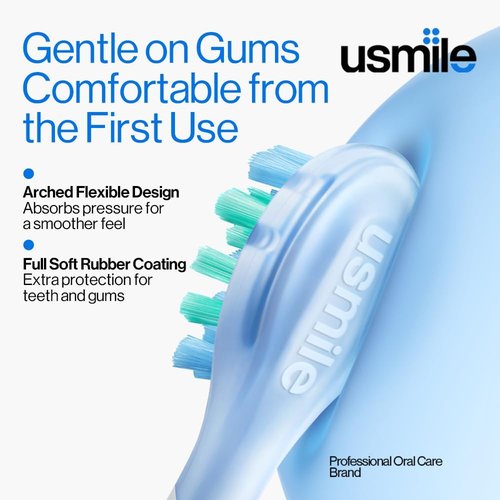 Usmile P10S Sonic Electric Toothbrush - 3 Cleaning Modes, 180-Day Battery, Sensitive Gum-Care Head, 2 Brush Heads (White)