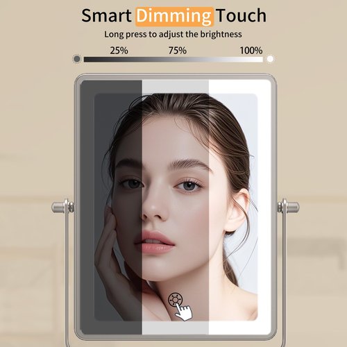 FUNTOUCH 5000mAh Rechargeable Wall Mounted Makeup Mirror with Lights, 8.7" Double Sided 1X/30X Magnifying Mirror with Dimmable 3 Color Light, Extended Swing Arm 360° Wall Mount Bathroom Vanity Mirror