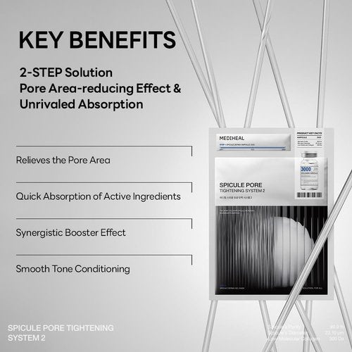 Mediheal Collagen Spicule 3000ppm Intensive Serum – Micro Needle Serum for Pore Care, Soothing & Skin Texture Improvement, 2-Step Pore Care Set,Collagen Spicule Ampoule and Gel Mask Set,4 pcs