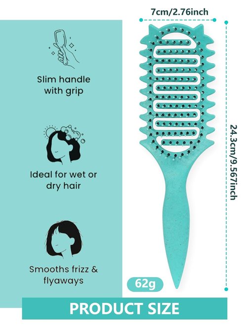 Skiennix Curl Defining Brush - 2025 Vented Detangling Tool for Curly Hair | Less Pulling, Green