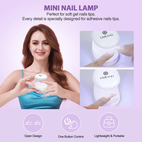 SAVILAND Gel Nail Kit with Drill: ALL-IN-1 Beginner Nail Kit, 0.5Oz U V Nail Glue Gels, Gel Nail X Kit with Lamp, 500 Pcs Long Coffin Tips Nails Builder Kits, Salon At Home Manicure Gift for Women
