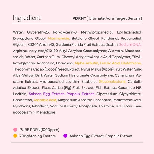 SAM'U PDRN Ultimate Aura Target Serum - PDRN Salmon glow serum with Glutathione, Vitamin C & Niacinamide, Korean Skin Care