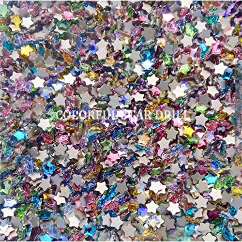 Small 50pcs Crystal Star Nail Charms - Multicolor 3D Glitter Gems for DIY Nail Art
