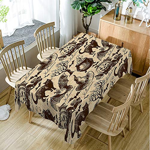 Halloween Cat Tablecloth 60x90 Inch Fall Harvest Seasonal Decor - Rectangular